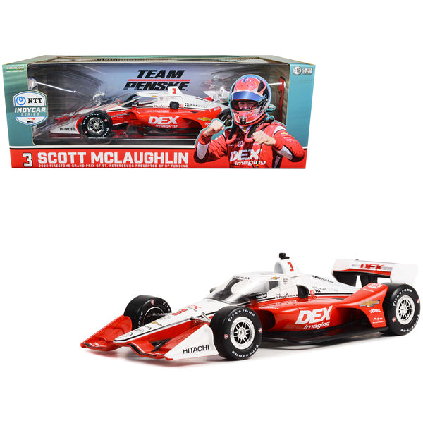 Dallara IndyCar #3 Scott McLaughlin "DEX Imaging" Team Penske (Road Course Configuration) "NTT IndyCar Series" First Win Firestone Grand Prix of St. Petersburg (2022) 1/18 Diecast Model Car by Greenlight