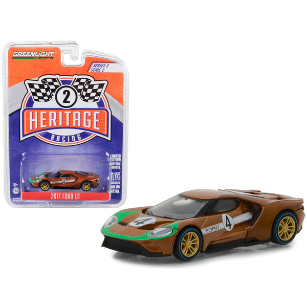 2017 Ford GT #4 Tribute to 1966 Ford GT40 Mk II Brown "Ford Racing Heritage" Series 2 1/64 Diecast Model Car by Greenlight