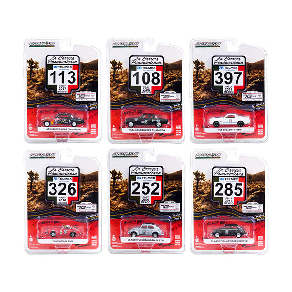 "La Carrera Panamericana" 70 Years Anniversary (1950-2020) Set of 6 pieces Series 3 1/64 Diecast Model Cars by Greenlight