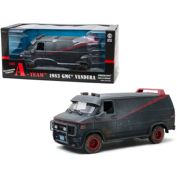 1983 GMC Vandura Black Weathered Version with Bullet Holes "The A-Team" (1983-1987) TV Series 1/18 Diecast Model Car by Greenlight