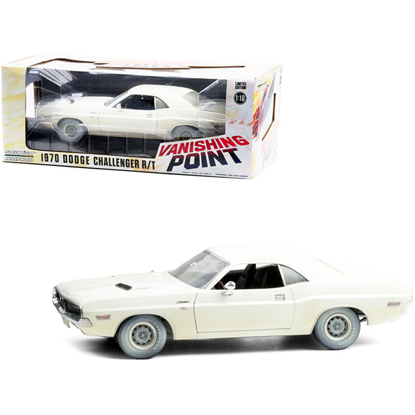 1970 Dodge Challenger R/T White (Weathered Version) "Vanishing Point" (1971) Movie 1/18 Diecast Model Car by Greenlight