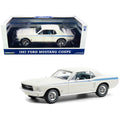 1967 Ford Mustang Coupe Wimbledon White with Scotchlite Blue Stripes "Indy Pacesetter Special" 1/18 Diecast Model Car by Greenlight