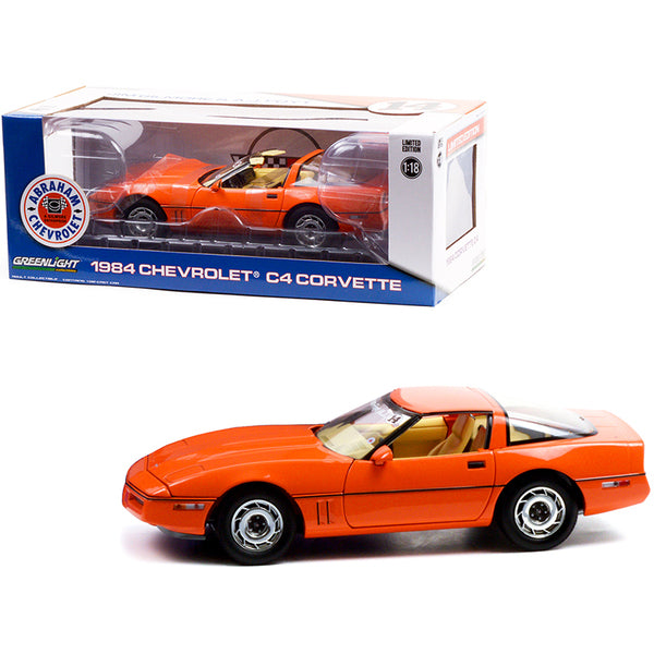 1984 Chevrolet Corvette C4 Hugger Orange "Jim Gilmore & AJ Foyt Limited Edition Special Order" 1/18 Diecast Model Car by Greenlight