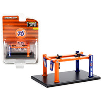 Adjustable Four-Post Lift "Union 76" Orange and Blue "Four-Post Lifts" Series 2 1/64 Diecast Model by Greenlight