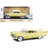 1957 Plymouth Belvedere Desert Gold Metallic with Sand Dune White Top Tulsa (Oklahoma) "Tulsarama" Underground Vault (1957) 1/24 Diecast Model Car by Greenlight