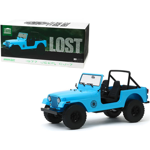 1977 Jeep CJ-7 "Dharma" Blue "Lost" (2004-2010) TV Series 1/18 Diecast Model Car by Greenlight