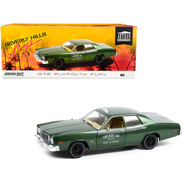 1976 Plymouth Fury Taxi Green Metallic "Checker Cab 069 WO. 3-7000" "Beverly Hills Cop" (1984) Movie 1/18 Diecast Model Car by Greenlight