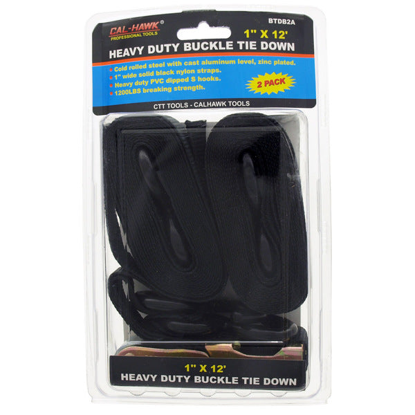 2-pc. 1" x 12' Heavy Duty Buckle Tie Down