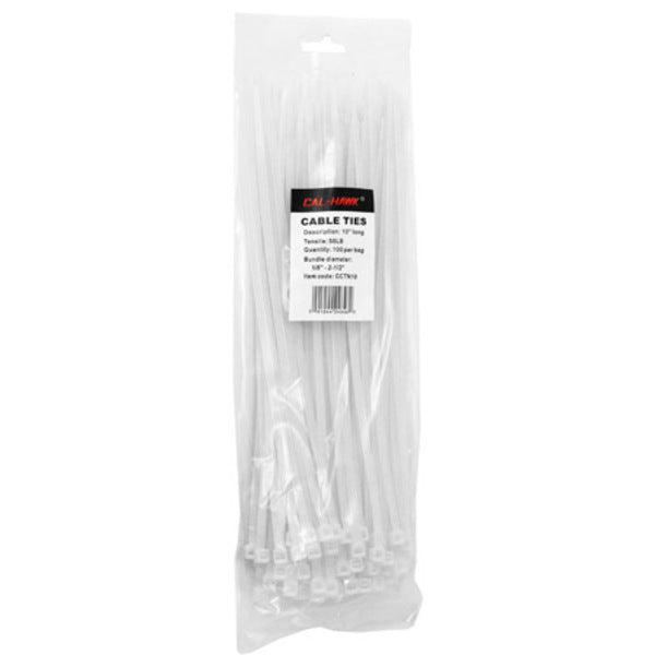 100-pc. 10" White Zip Cable Ties