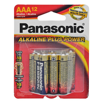 12-pc. Panasonic Alkaline "AAA" Batteries