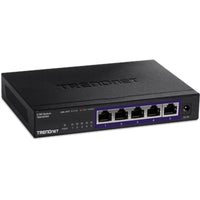 TRENDnet 5-Port Unmanaged 2.5G Switch, 5 x 2.5GBASE-T Ports, 25Gbps Switching Capacity, Backwards Compatible with 10-100-1000Mbps Devices, Fanless, Wall Mountable, Black, TEG-S350