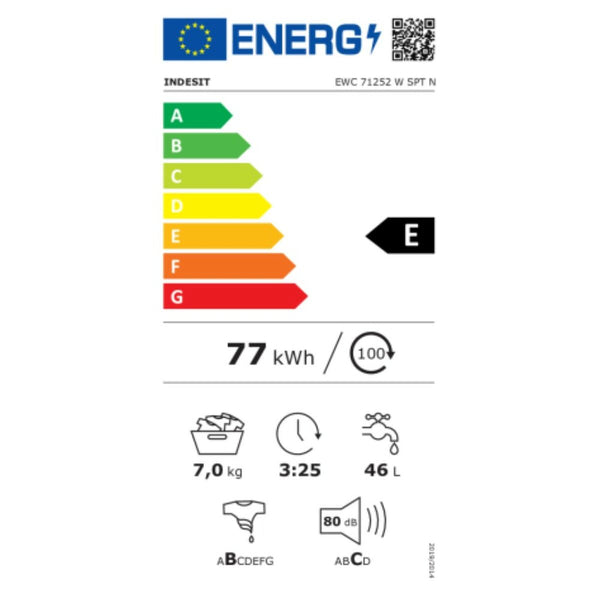 Washing machine Indesit EWC 71252 W SPT N 1000 rpm White 59,5 cm 1200 rpm 7 kg