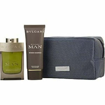 Bvlgari Man Wood Essence By Bvlgari Eau De Parfum Spray 3.4 Oz & Aftershave Balm 3.4 Oz & Pouch For Men