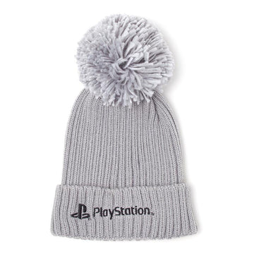 SONY Playstation Logo Bobble Ribbed Beanie & Scarf Gift Set, Unisex, Grey (GS620385SNY)