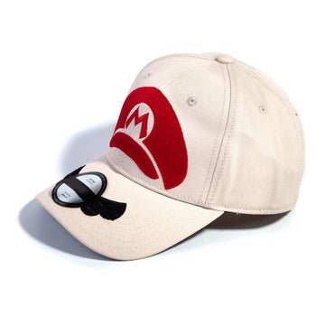 NINTENDO Super Mario Bros. Mario Cap Logo Adjustable Cap, Unisex, White (BA301108NTN)