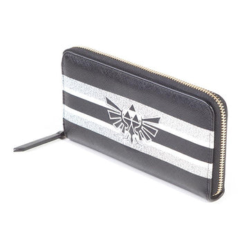 NINTENDO Legend of Zelda Hyrule Royal Crest with Stripe Pattern All-round Zipper Purse Wallet, Female, Black/White (GW016070ZEL)