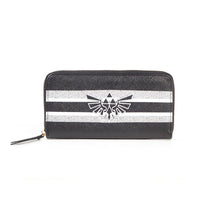 NINTENDO Legend of Zelda Hyrule Royal Crest with Stripe Pattern All-round Zipper Purse Wallet, Female, Black/White (GW016070ZEL)