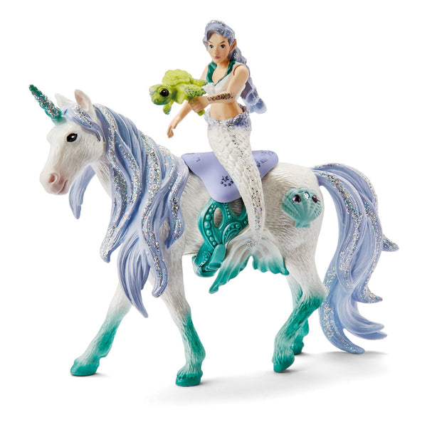 SCHLEICH Bayala Mermaid Riding on Sea Unicorn Toy Figures, 5 to 12 Years (42509)