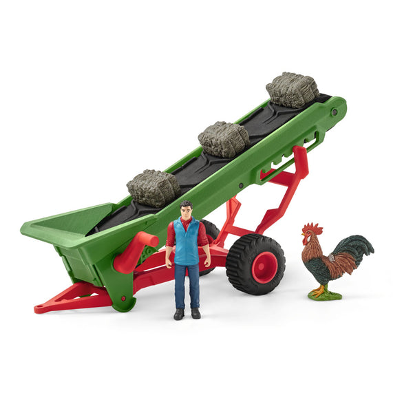 SCHLEICH Farm World Hay Conveyor with Farmer Toy Playset, Multi-colour, 3 to 8 Years (42377)