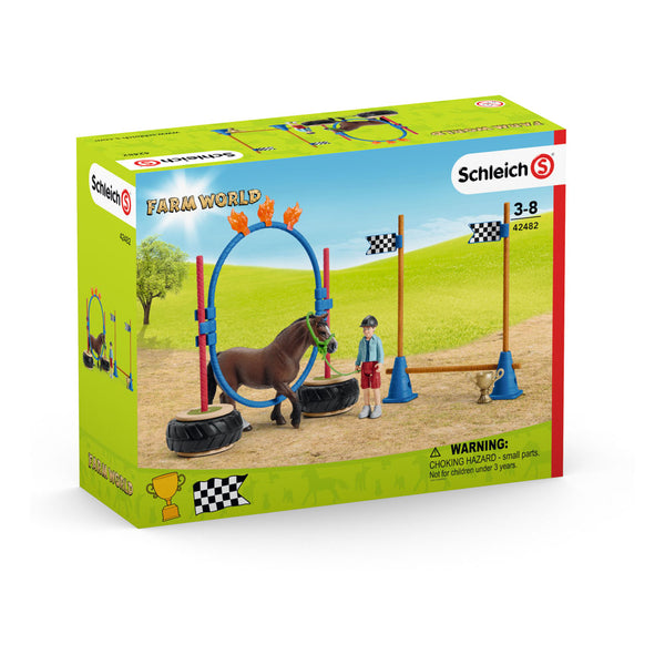 SCHLEICH Farm World Pony Agility Race Toy Playset, Multi-colour, 3 to 8 Years (42482)