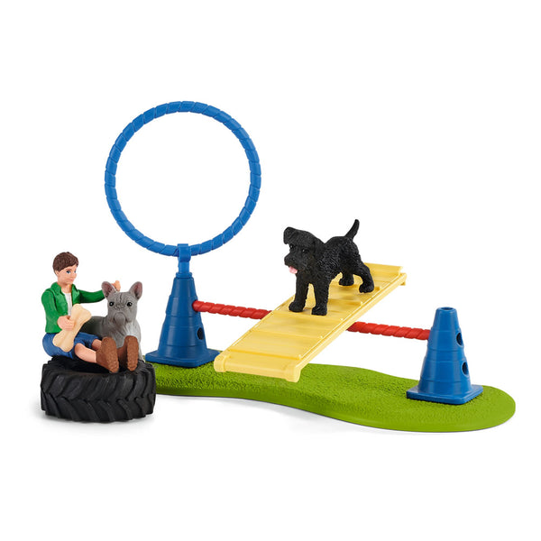 SCHLEICH Farm World Puppy Agility Training  Toy Figure Set, 3 to 8 Years, Multi-colour (42536)