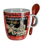 Ceramic Retro Mug with Teaspoon