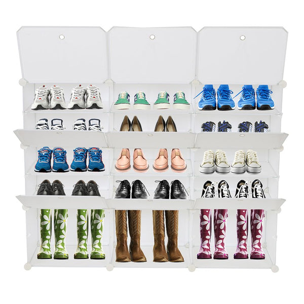 5-Tier Portable 30 Pair Shoe Rack Organizer 15 Grids Tower Shelf Storage Cabinet Stand Expandable for Heels, Boots, Slippers, Black