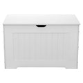 Storage Chest, Entryway Bench with 2 Safety Hinges, Wooden Toy Box, White