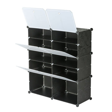 5-Tier Portable 20 Pair Shoe Rack Organizer 10 Grids Tower Shelf Storage Cabinet Stand Expandable for Heels, Boots, Slippers, Black