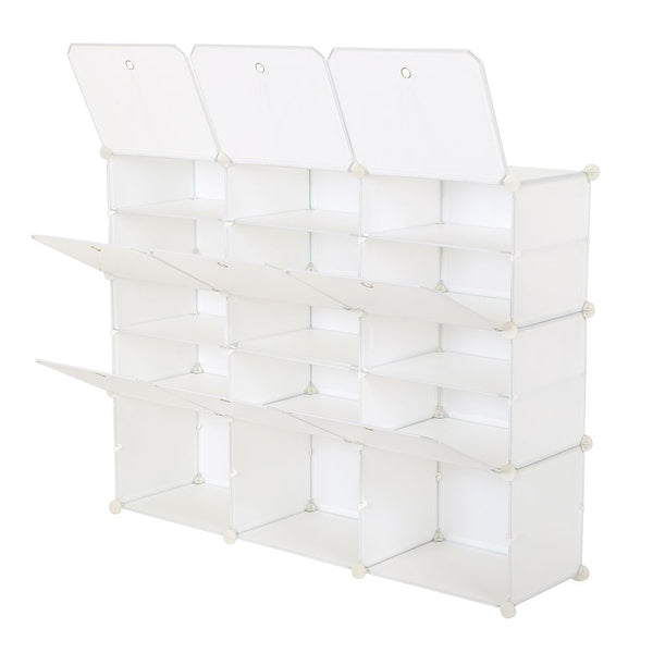 5-Tier Portable 30 Pair Shoe Rack Organizer 15 Grids Tower Shelf Storage Cabinet Stand Expandable for Heels, Boots, Slippers, Black