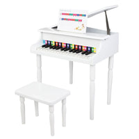 Wooden Toys: 30-key Children's Wooden Piano / Four Feet / with Music Stand, Mechanical Sound Quality,White