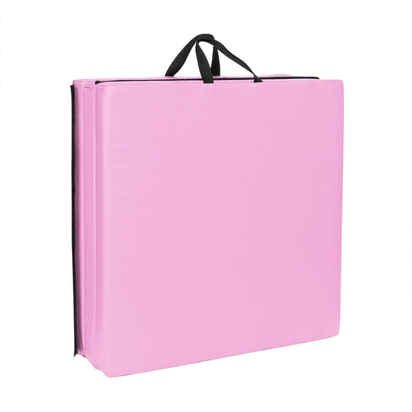 6'x2'x2" Tri-fold Gymnastics Yoga Mat with Hand Buckle Pink