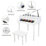 Wooden Toys: 30-key Children's Wooden Piano / Four Feet / with Music Stand, Mechanical Sound Quality,White