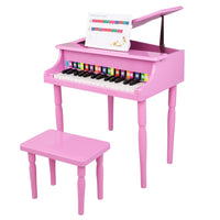 Wooden Toys: 30-key Children's Wooden Piano / Four Feet / with Music Stand, Mechanical Sound Quality,Pink