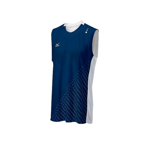 Mizuno DryLite Men's National VI Sleeveless Jersey, Navy & White - S